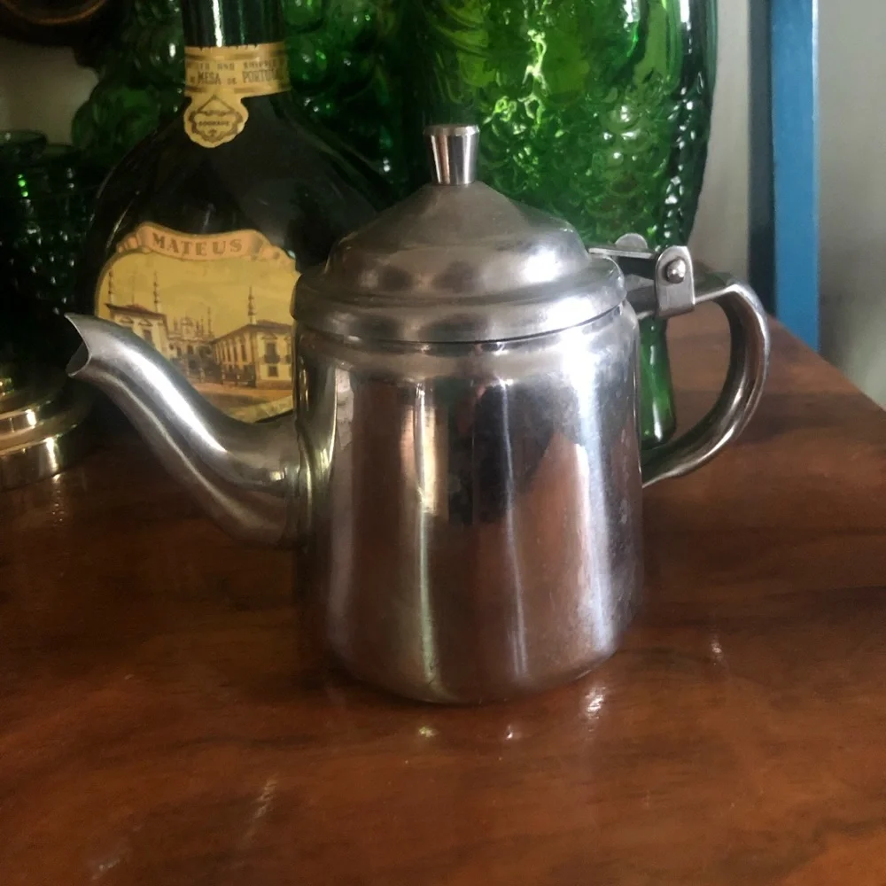 Small Vintage Stainless Steel Coffee or Tea Pot